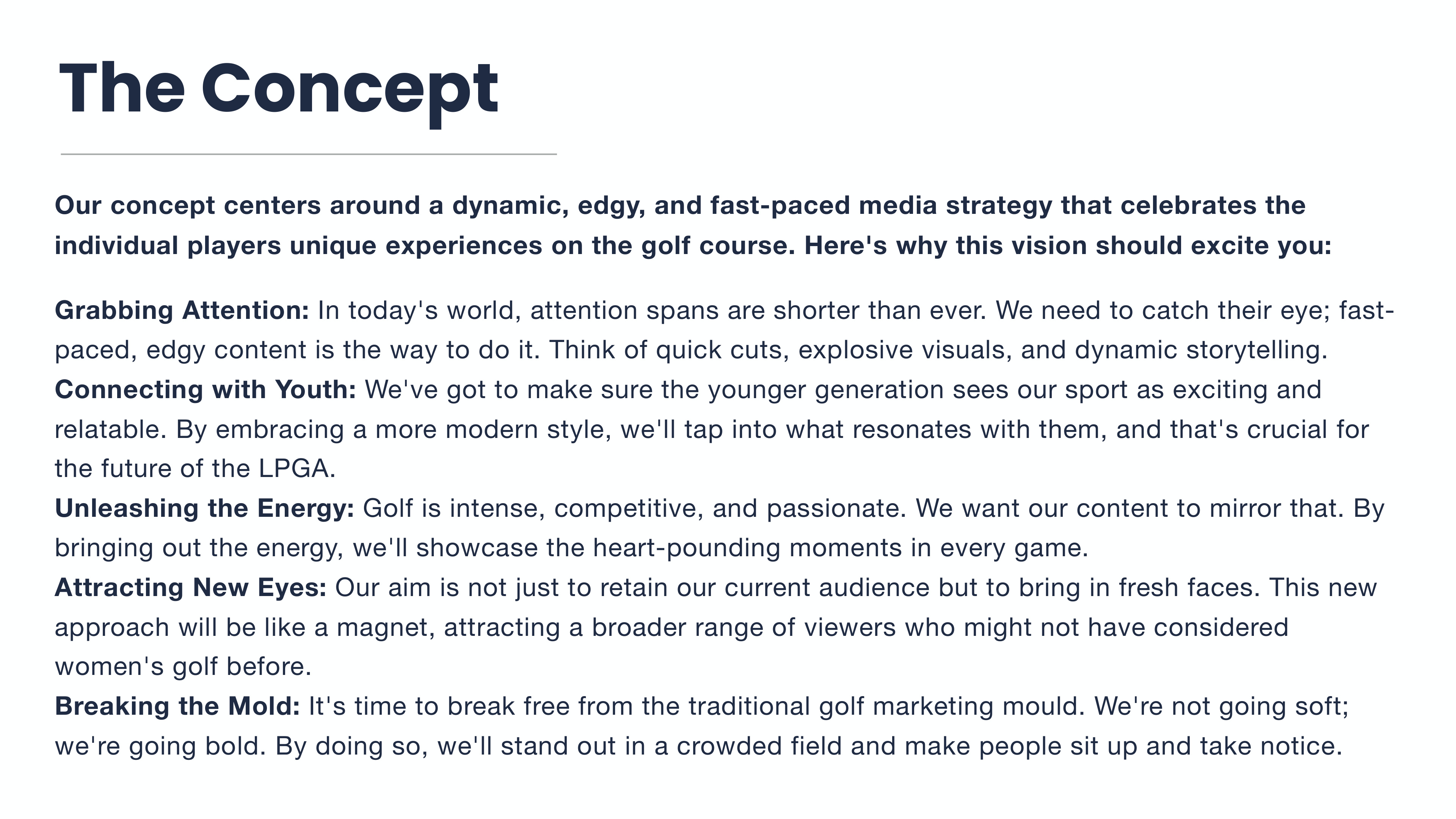 LPGA editorial concept and inspiration